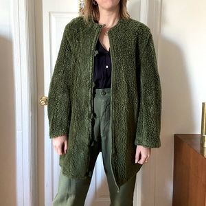 Vintage Green Military Teddy Liner Jacket